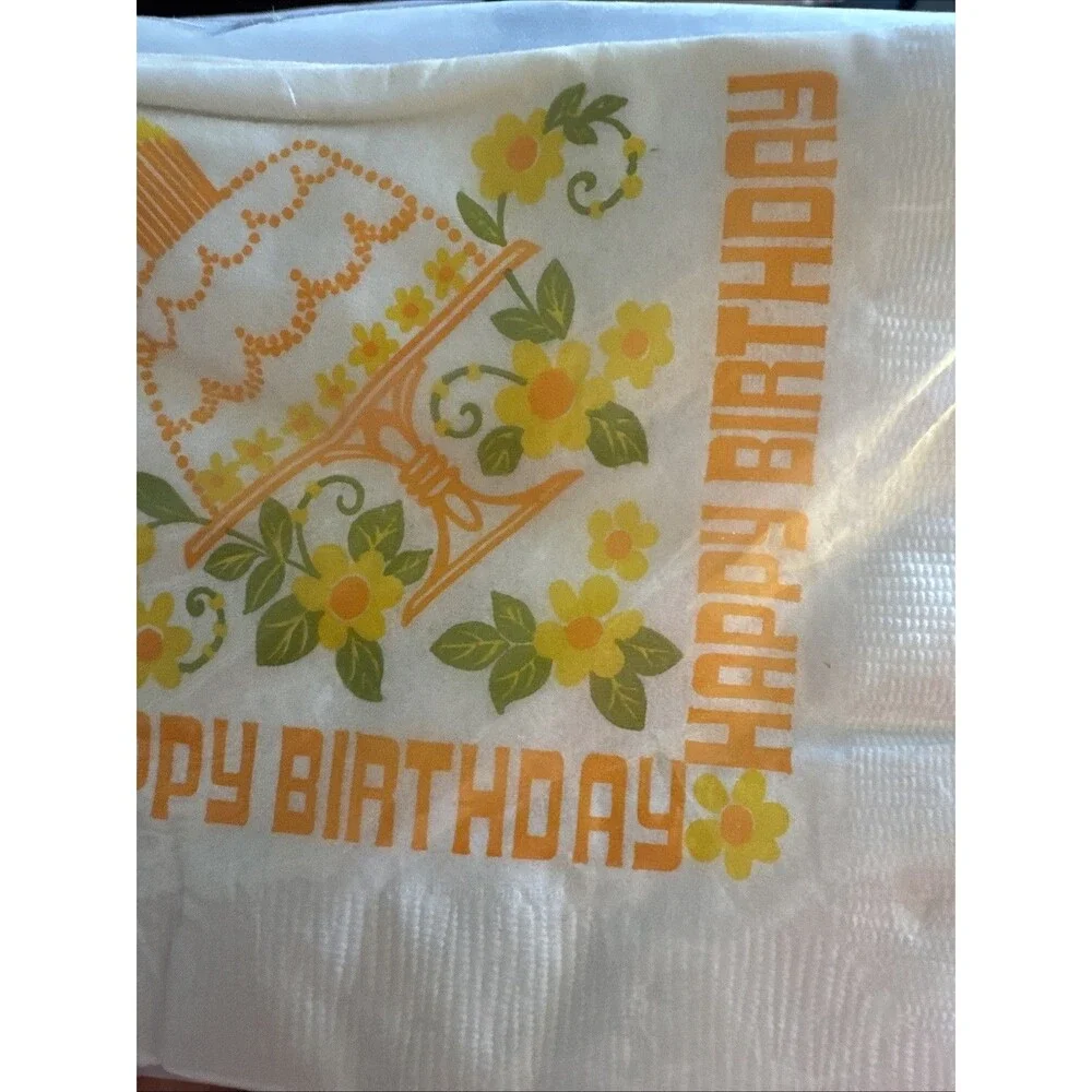 Vintage Rust Craft Greeting Brownie Beverage Drink Happy Birthday Napkin 20 Pack